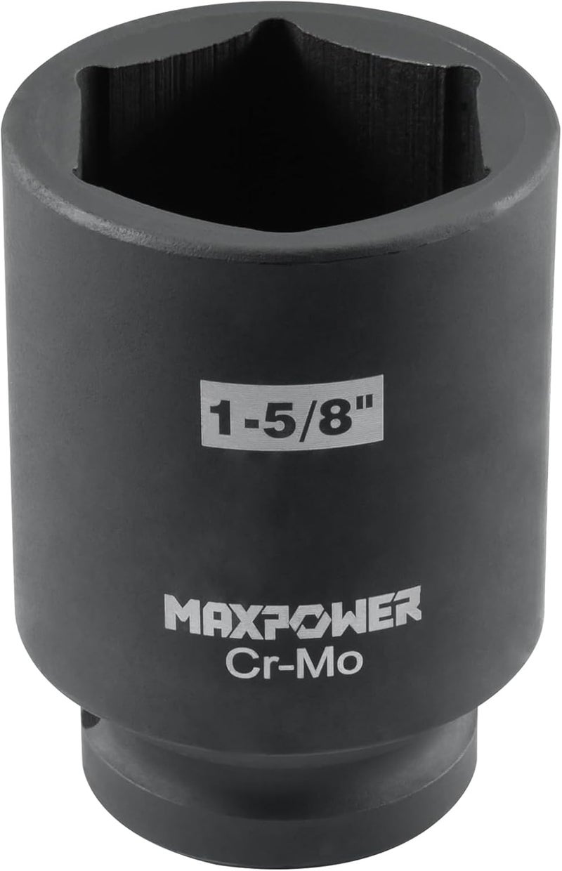 Max Power 3/4 Inch Drive 1-5/8 inch Deep Impact Socket with 6-Point Design, Made with Heat-Treated Chrome Molybdenum Steel, SAE - Image 2